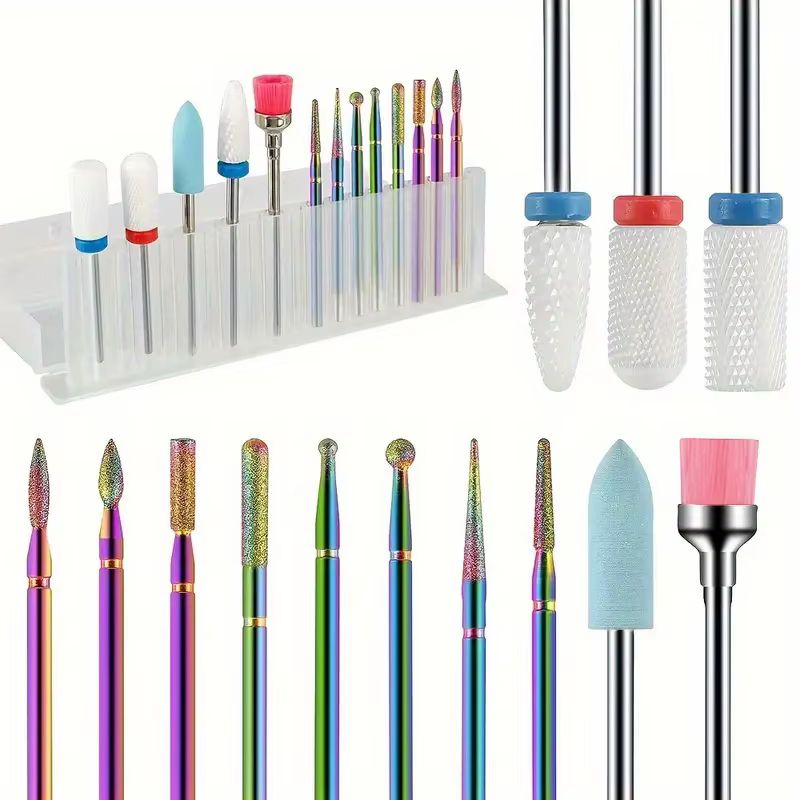 Jeu de forets à ongles professionnels en céramique, lime à ongles électrique pour manucure, pour ong