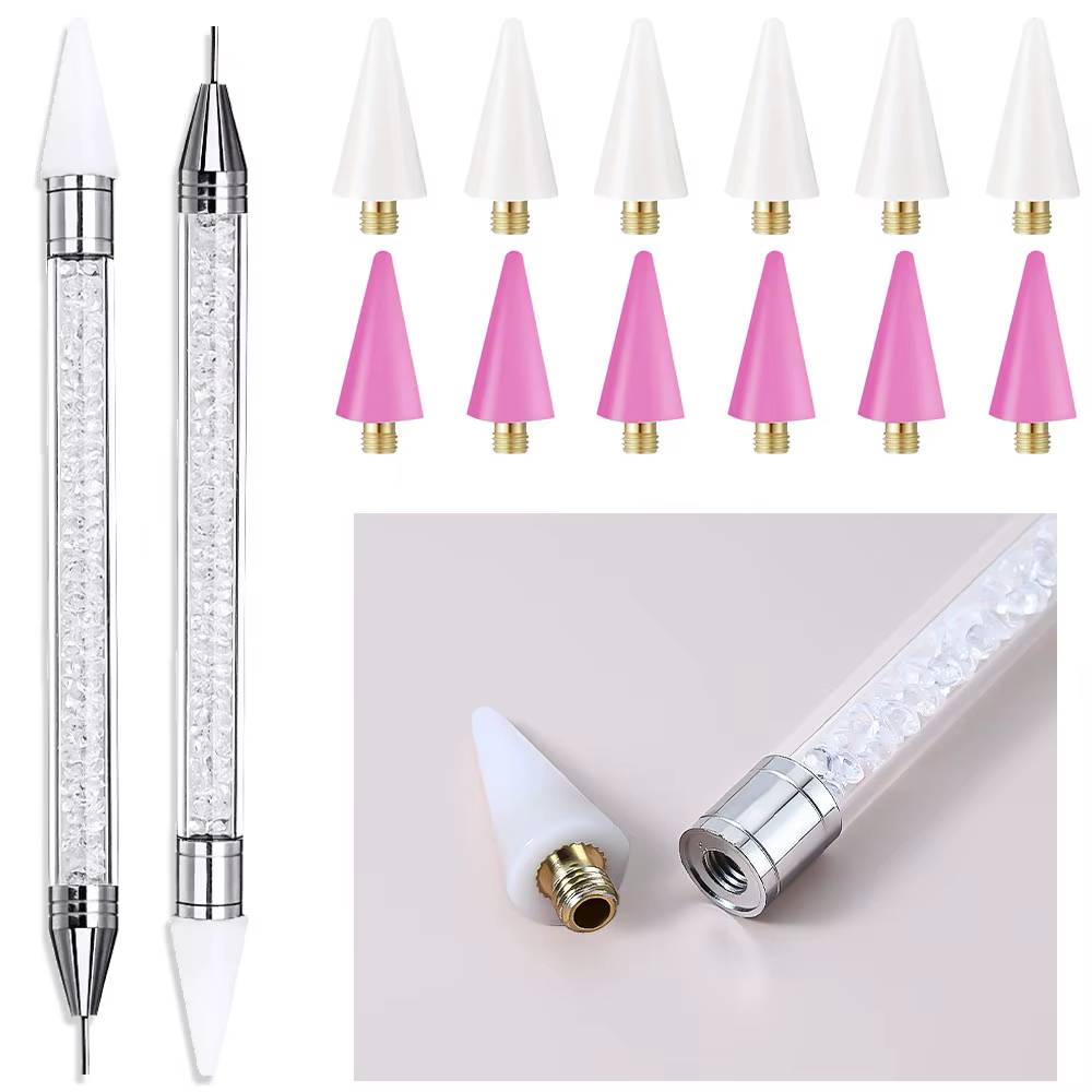 Sélecteur de pierres précieuses en strass à double extrémité, stylo à points, crayon de cire, poigné