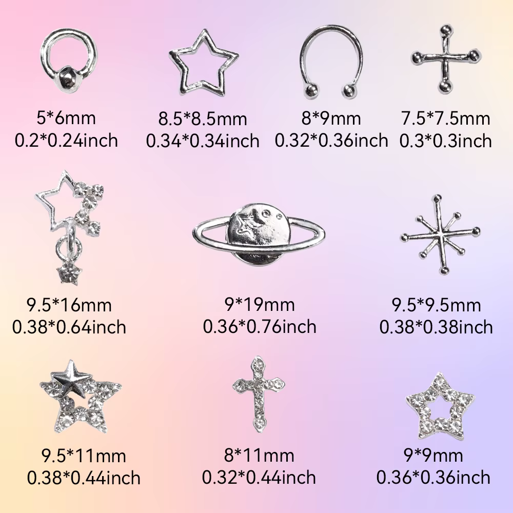 70 pièces breloques pour ongles en forme d'étoile pour ongles en acrylique, décoration d'art d'ongle