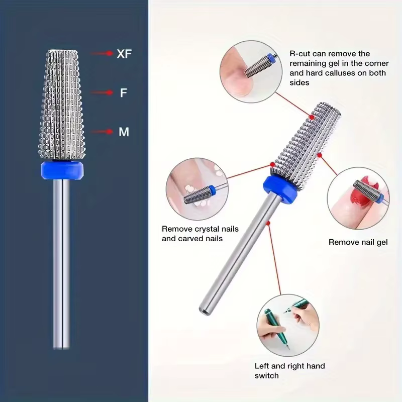 Foret à ongles en céramique 5 en 1, pour perceuse électrique, fraise à tige de 3/32 pouces, retrait