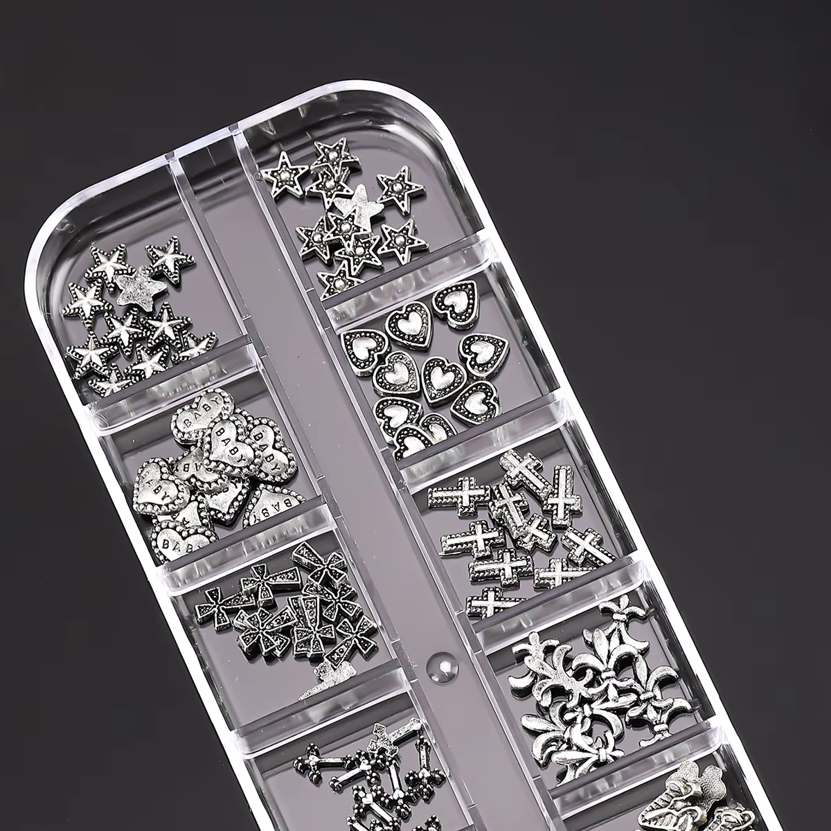 120 pièces/1 boîte européen américain foncé vintage style croix nail art patch y2k Premium métal Sty