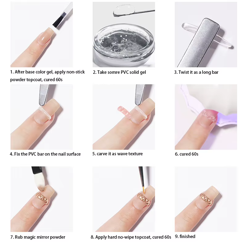Gel UV blanc clair pour ongles, MSI souple 3D, PVC solide carapulé, manucure, marijuana faisant sail