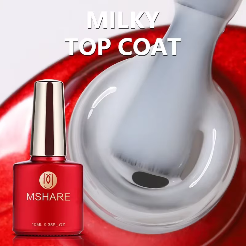 MSHARE blanc laiteux sans lingette couche de finition UV LED Gel gelée couleur haut Gel Sosk hors Ge