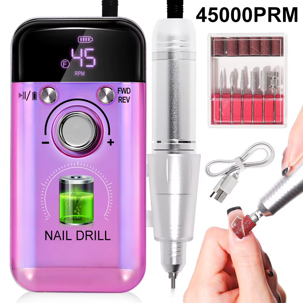 Perceuse à ongles électrique Rechargeable 45000 tr/min, perceuses à ongles professionnelles pour ver