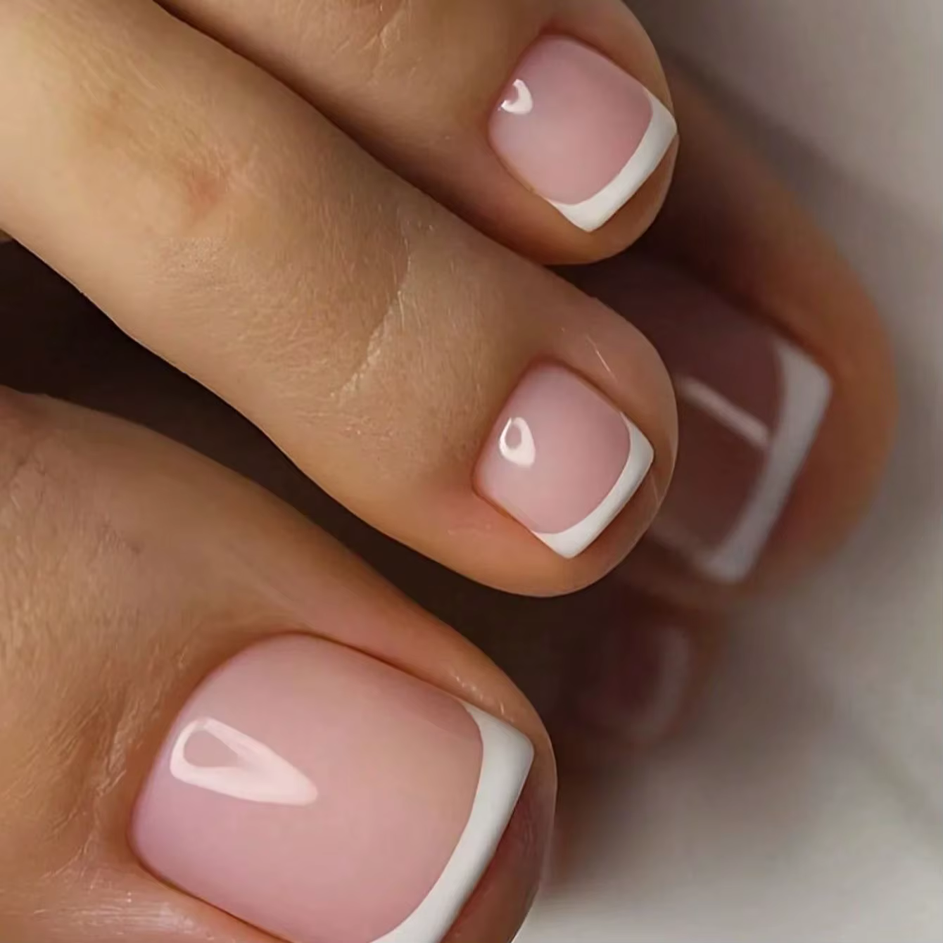 Faux orteils français pour femmes et filles, rose nickel é, couverture complète, court, carré, Parke