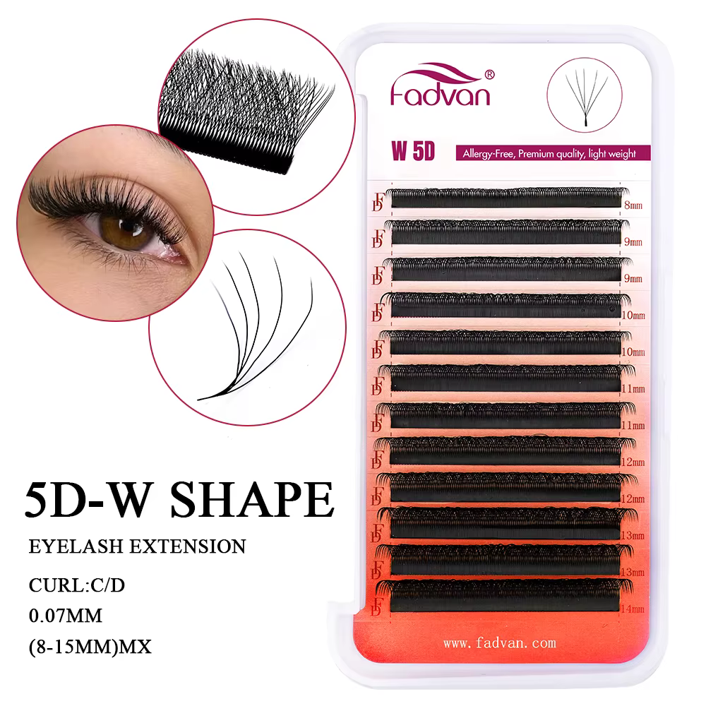 FADVAN 5D cils en forme de W ventilateurs de Volume préfabriqués naturels C/D/L/M Curl W forme Exten