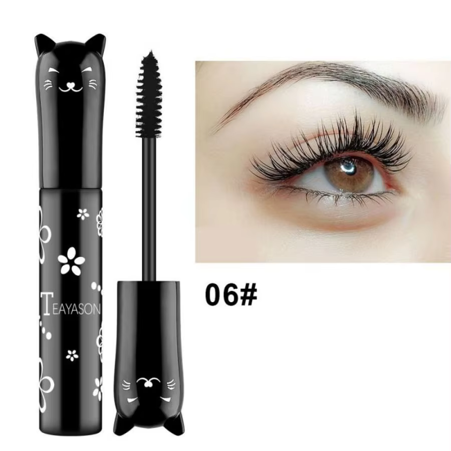 Mascara 6 couleurs avec grande tête de brosse, facile à appliquer, ne se décolore pas, blanc, violet