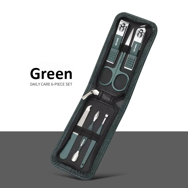 Ensemble de manucure Portable en acier inoxydable, noir brillant, coupe-ongles, outils de soins pers