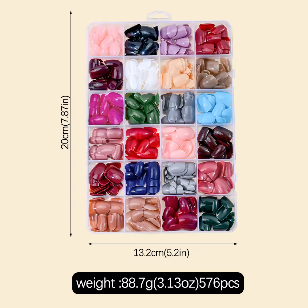 576 pièces/boîte faux ongles colorés noir rouge Design faux ongles ovale court carré presse sur faux