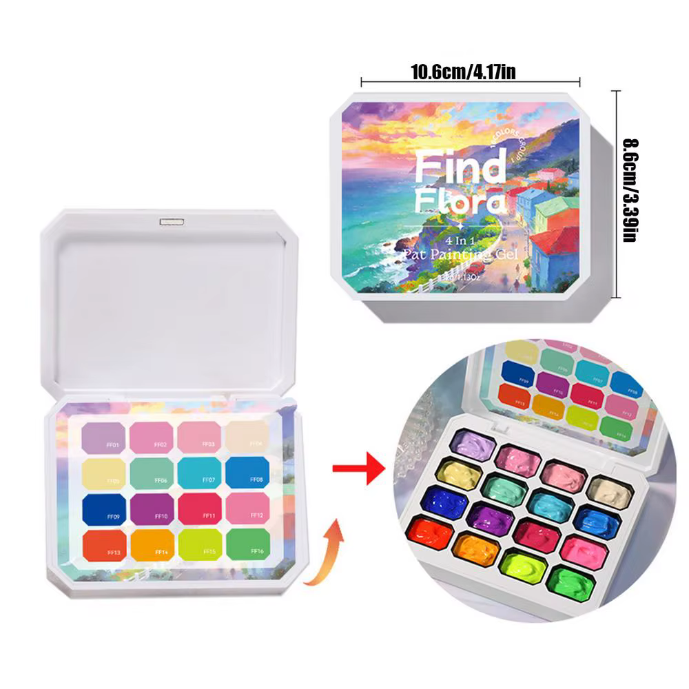 Palette de 16 couleurs de gel à ongles néon pour peinture, gel UV/LED dégradé à texture crémeuse, ap