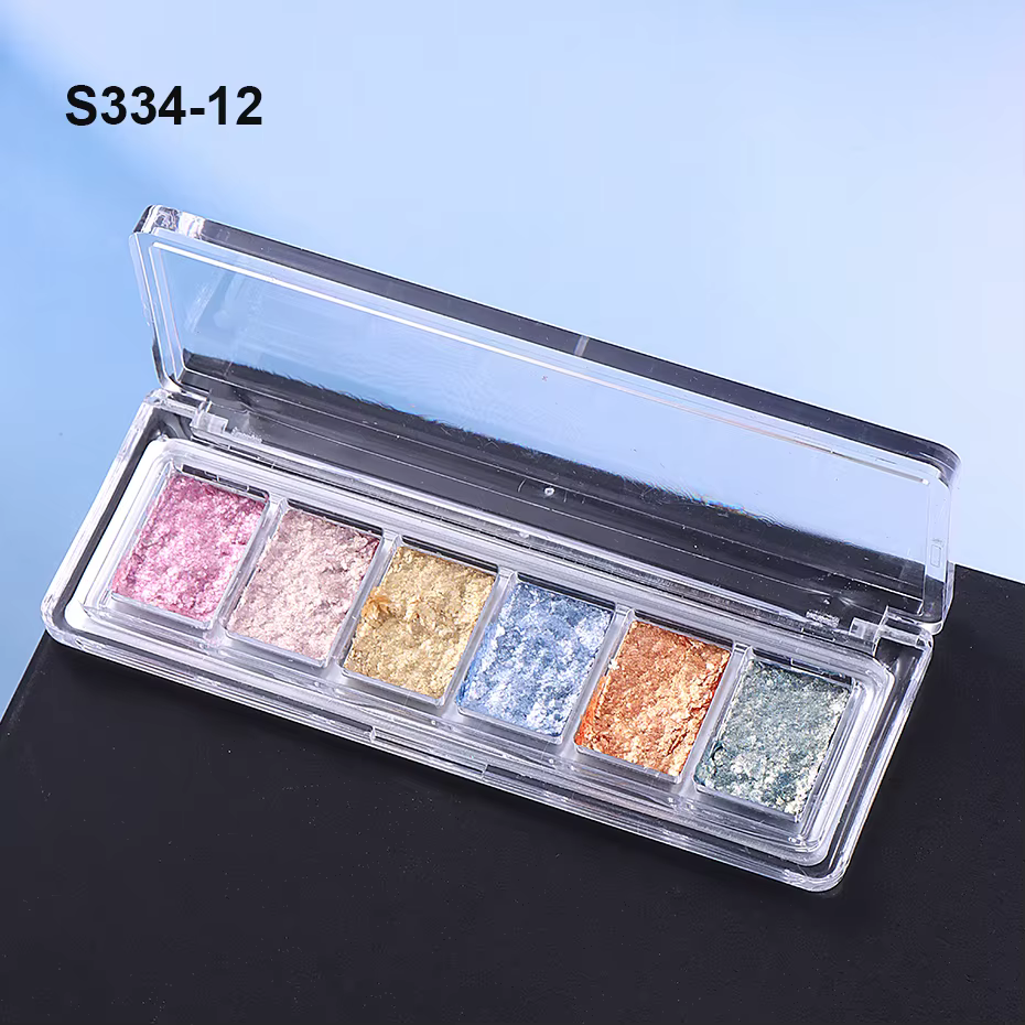 6 grilles brillant Bling boue solide ongles Pigment cristal aurore opale frottant la poussière Chrom