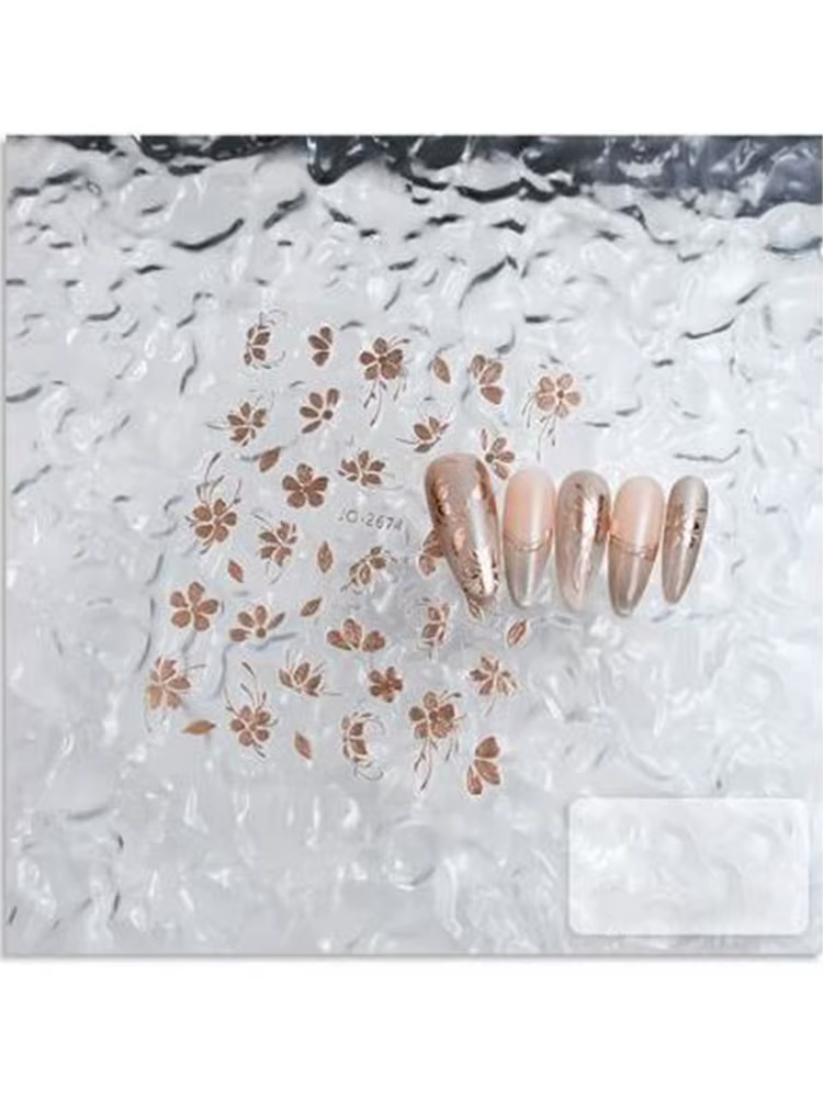 Nouveaux Autocollants pour Ongles Fleur Dorée Noble, Roses Tridimensionnelles, Décoration Effet Armu