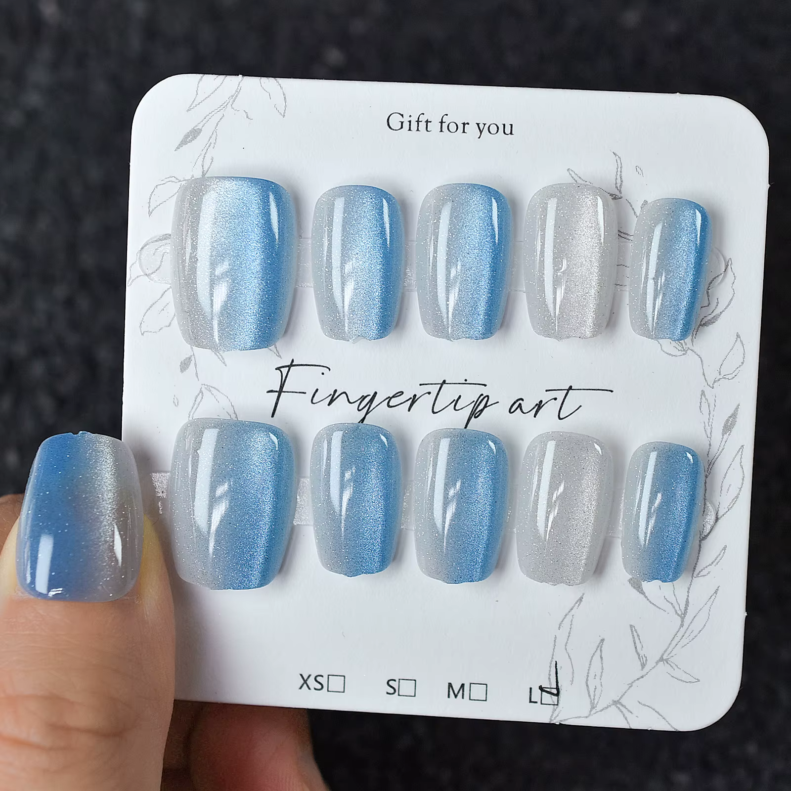 Jolis yeux de chat carrés pour femmes et filles, presse sur les ongles, style charmant, 3 tailles au