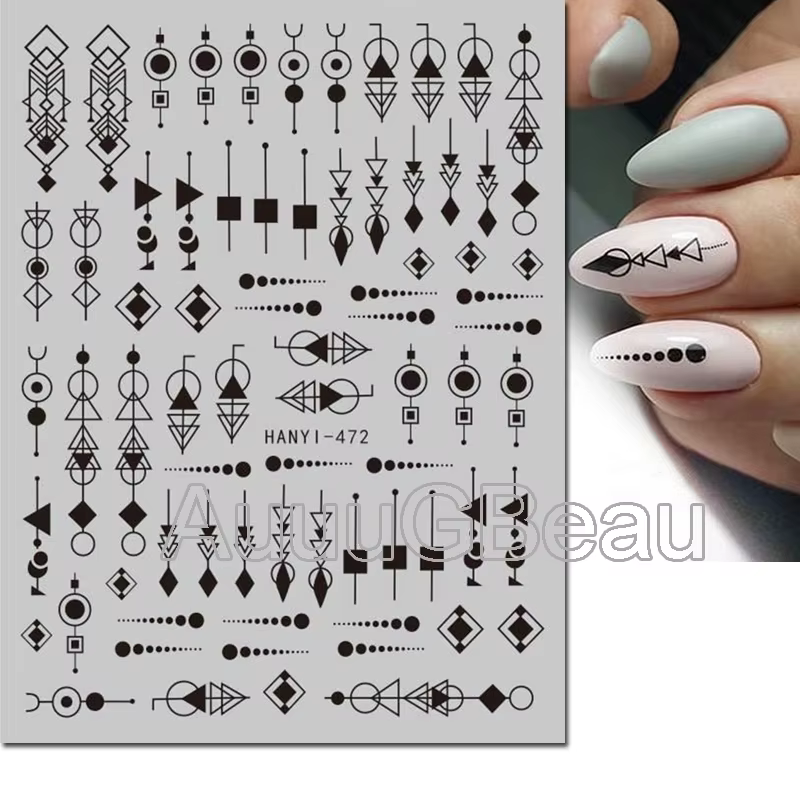 Autocollants 3d pour Nail Art, lignes géométriques, cocotier, palmiers, feuilles, fleurs, curseur ad