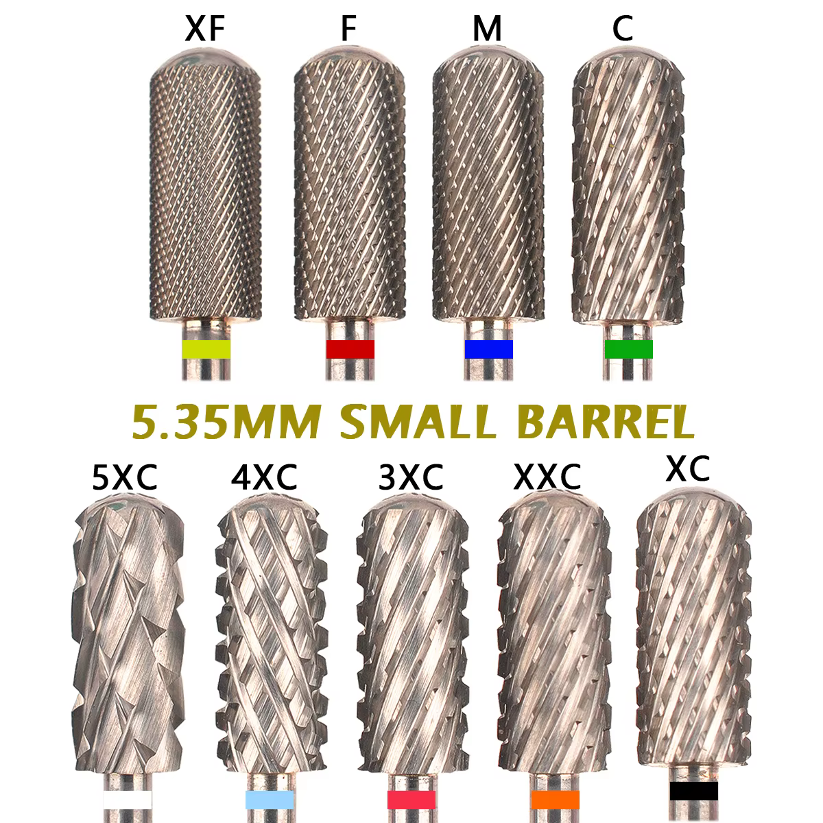 Forets à ongles en carbure de gel, petit baril de 5.3mm, mèches supérieures lisses, outil de manucur