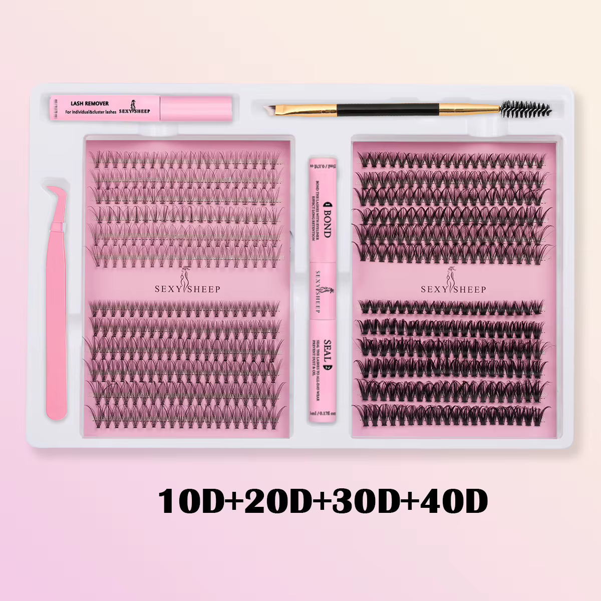 Bricolage faux cils grappes Extensions cils individuels grappe naturel segmenté avec colle, dissolva