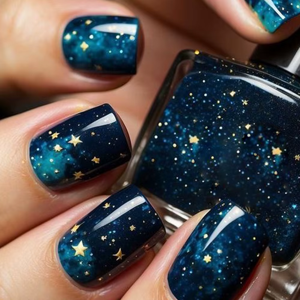 Été chérie ongles faits à la main presse Ons cercueil court faux ongles étoiles de rêve lune presse