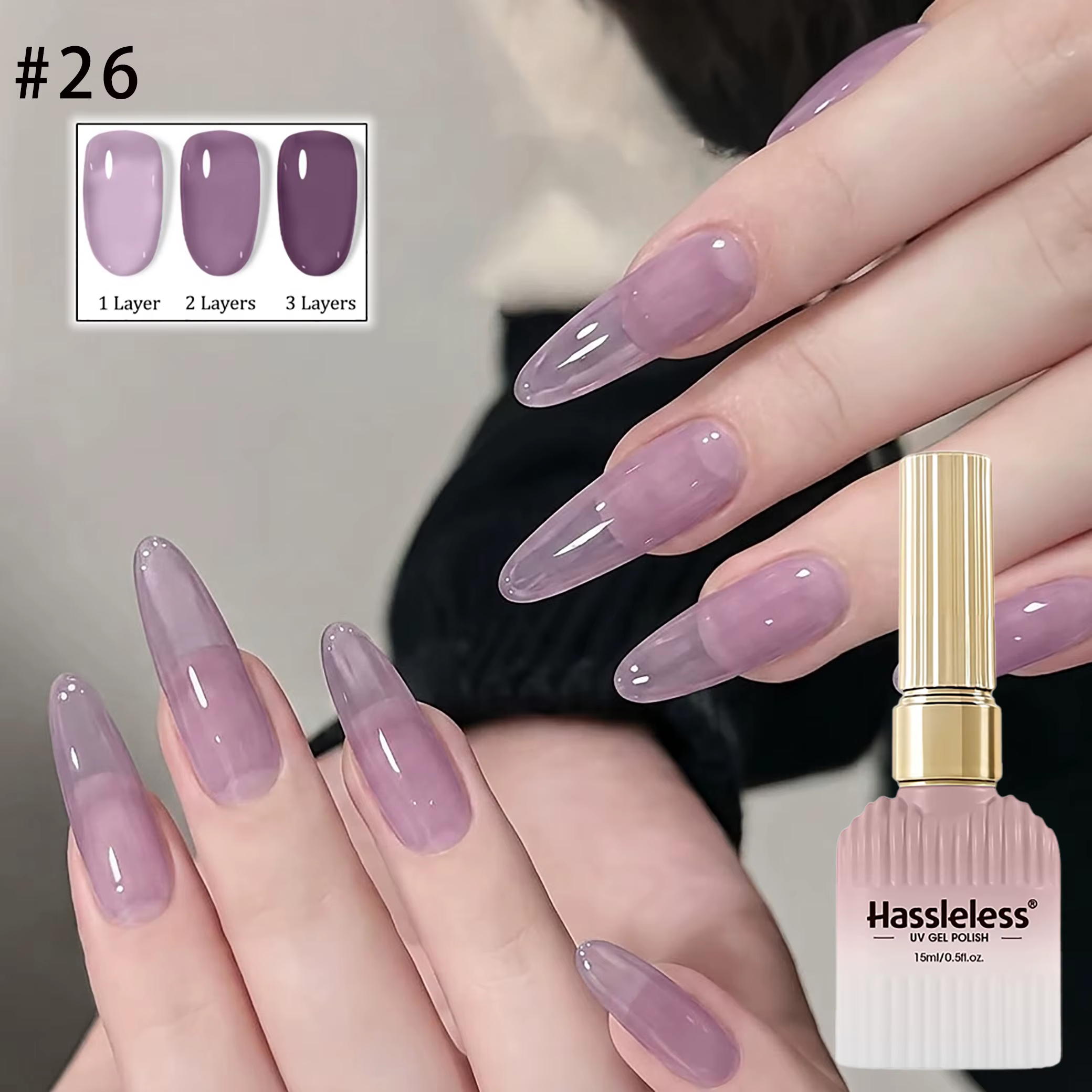 Sans tracas # Gelée de gel 26 Watery Milk Grape Jelly 15ml, texture légère et translucide, style dég