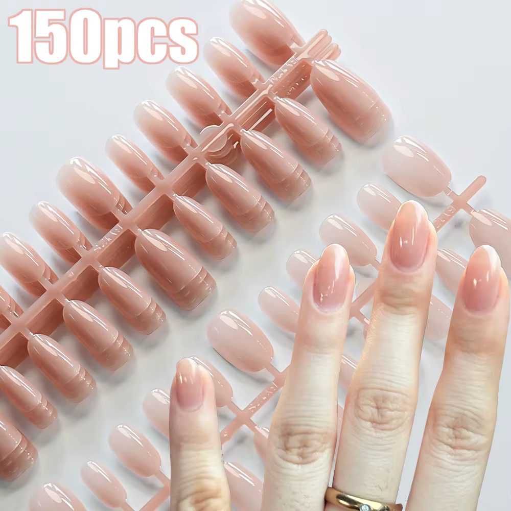 150 pièces M/S/XS glace nue courte ovale faux ongles français brillant mat Simple presse sur les ong