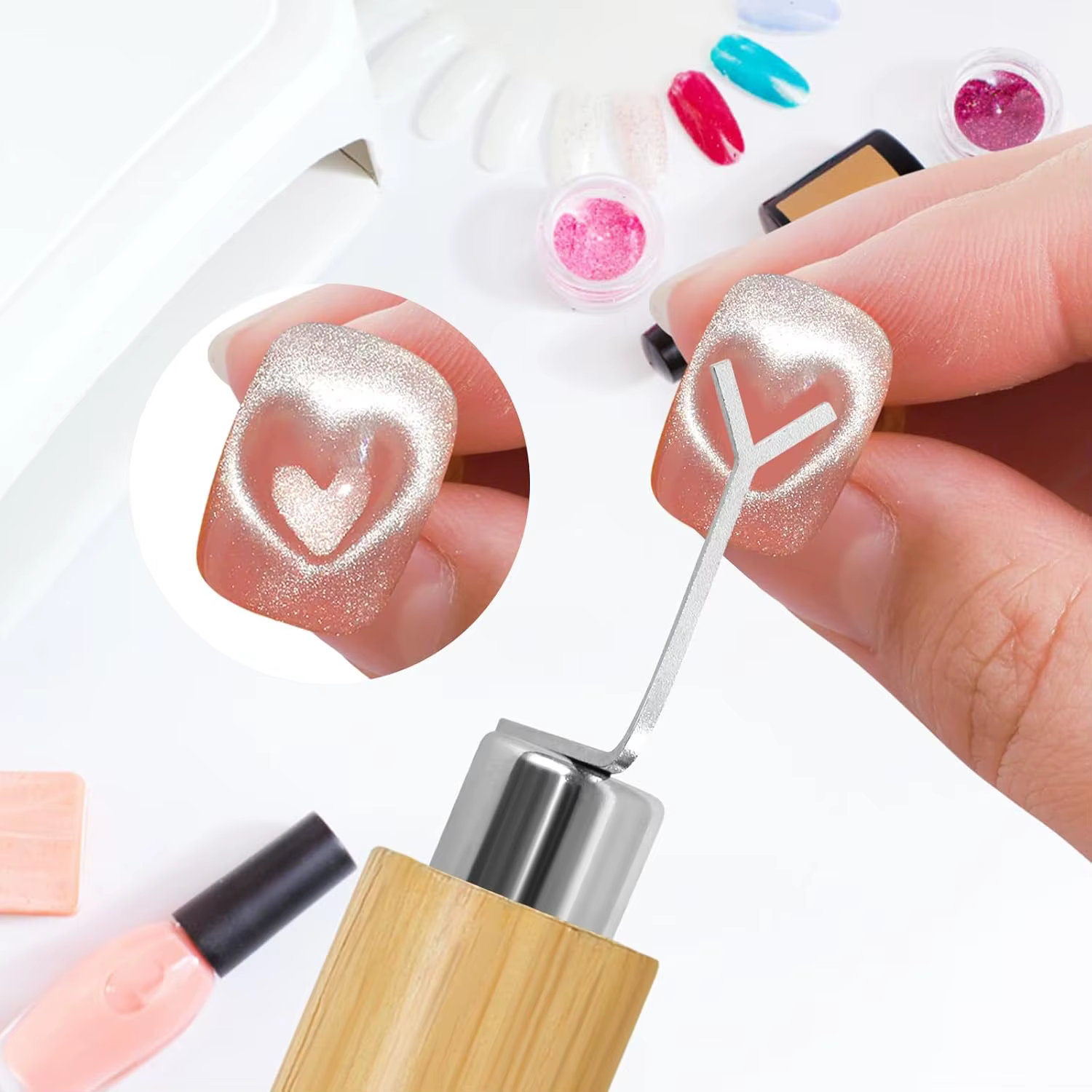 Ensemble d'aimants pour ongles en forme de Y, bâton magnétique cylindrique pour créer un œil de chat