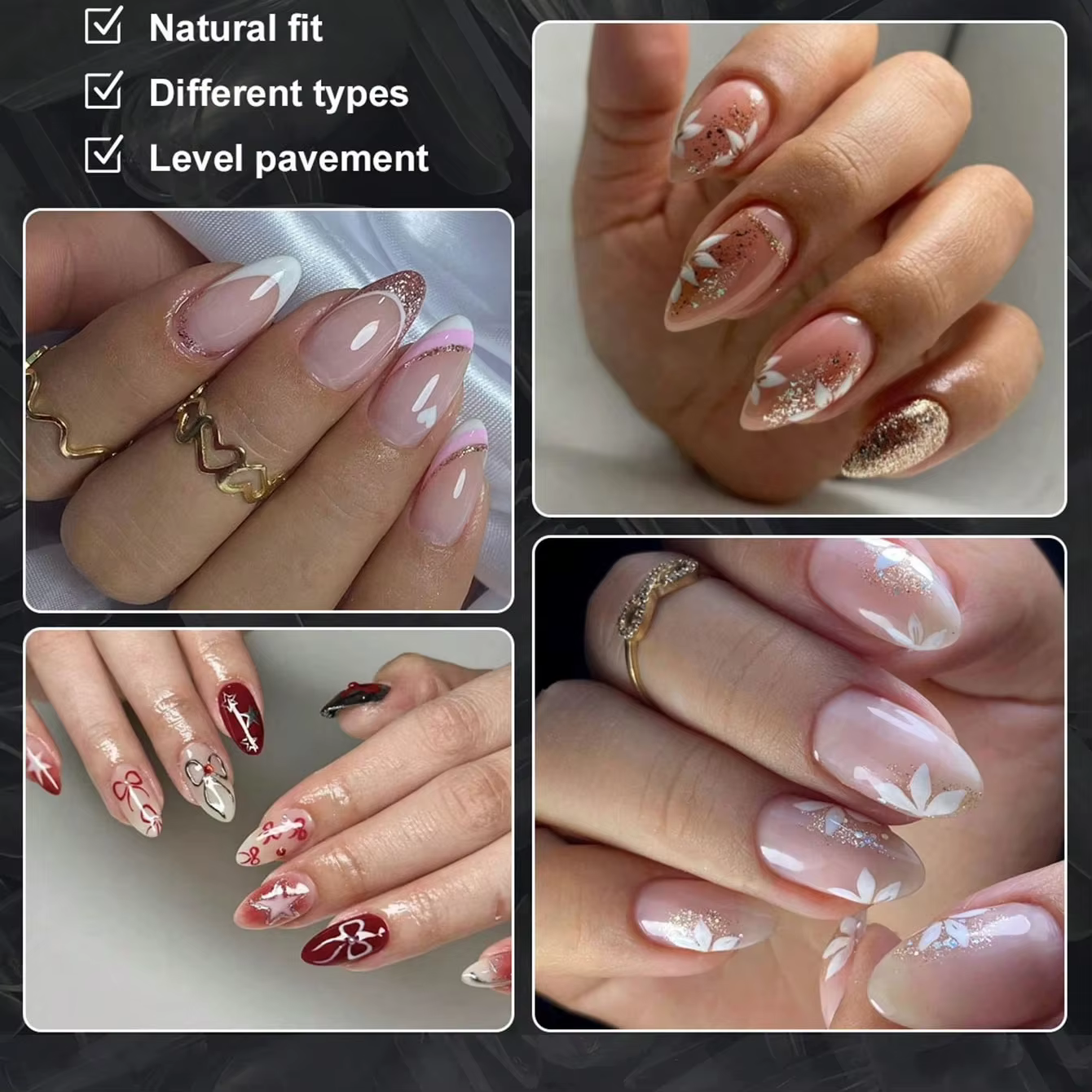 330 pièces/boîte faux ongles transparents en acrylique mat en forme d'amande, Kit de pointes d'ongle