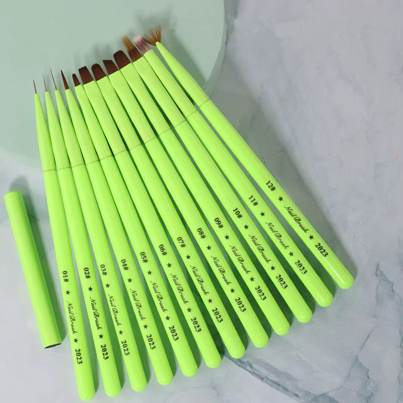 Brosse à ongles verte, brosse à Gel pour manucure, stylo d'extension de Gel UV acrylique, vernis à o