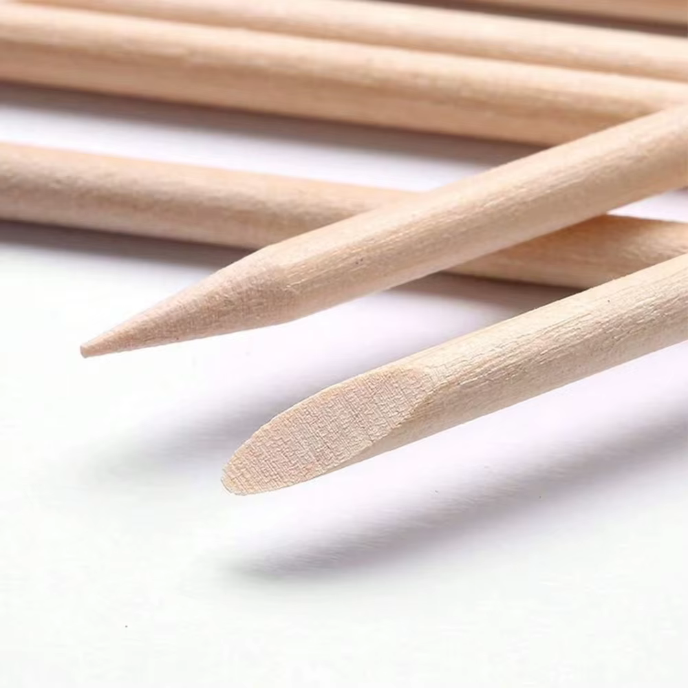 100 pièces bâtons en bois Orange pour ongles Double face poussoir à cuticules dissolvant Nail Art ma