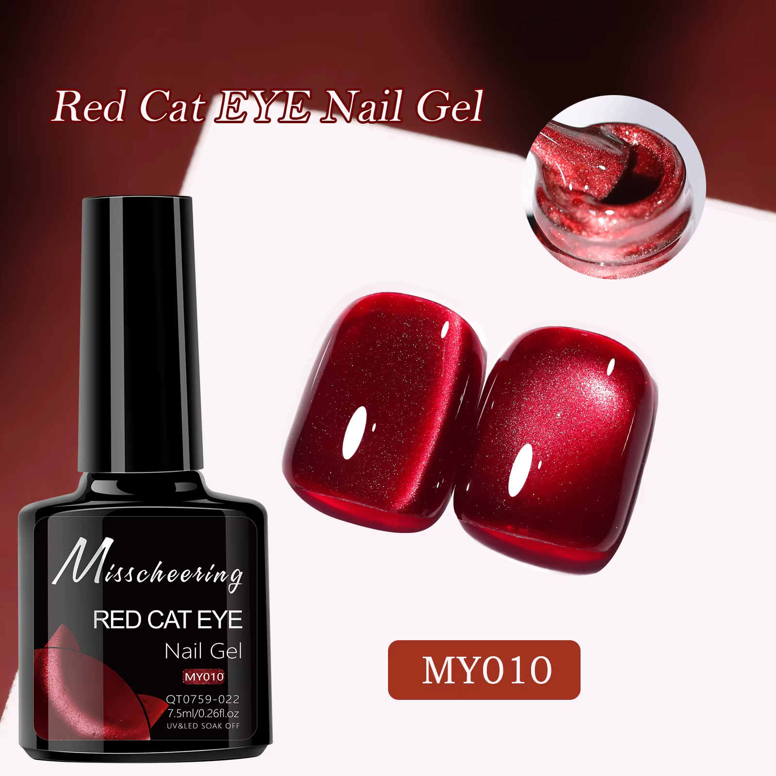 7.5ml rouge rubis oeil de chat Gel magnétique vernis à ongles pour ongles orteils bricolage verre ét