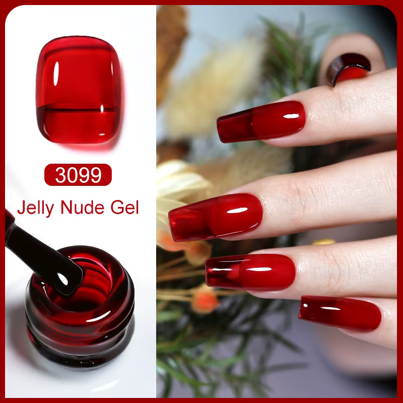Clou Beaute Transparent français Gel vernis translucide nu rose rouge gelée verre blanc laiteux vern