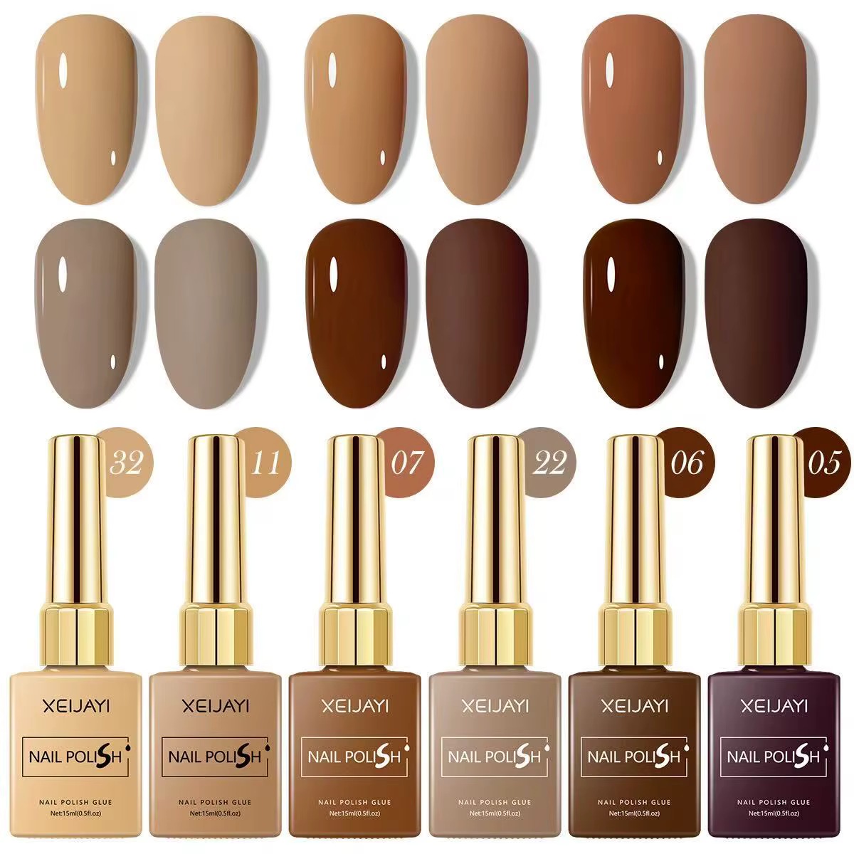 Ensemble de vernis à ongles Gel marron, 6 pièces, 15ml, vernis hybrides, couleur nue, adapté à toute