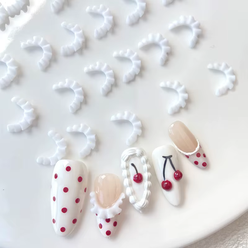 Décorations françaises en dentelle sculptée pour Nail Art, couleur unie, résine, décorations pour Na