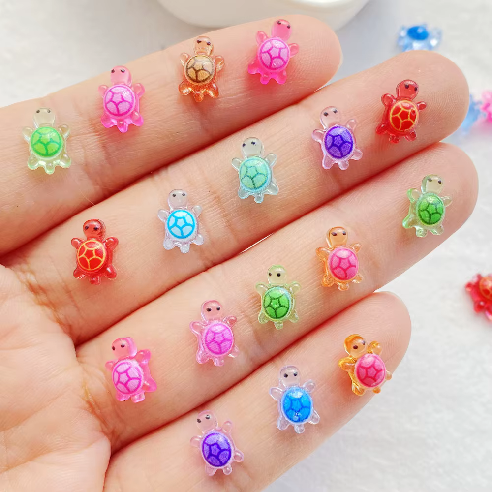 100 pièces mignon résine dessin animé petite tortue Nail Art résine concepteur breloques bricolage a