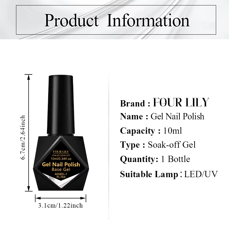 FOUR LILY 10ml Gel de Base, couche de finition, couche de finition mate soin des ongles fonctionnel 
