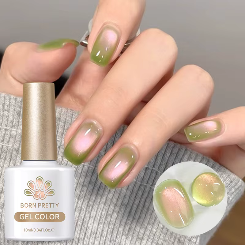 BORN PRETTY 10ml/15ml Gel Magnétique Vert Guava Effet Chat Brillant Semi-Permanent Soak Off Vernis U