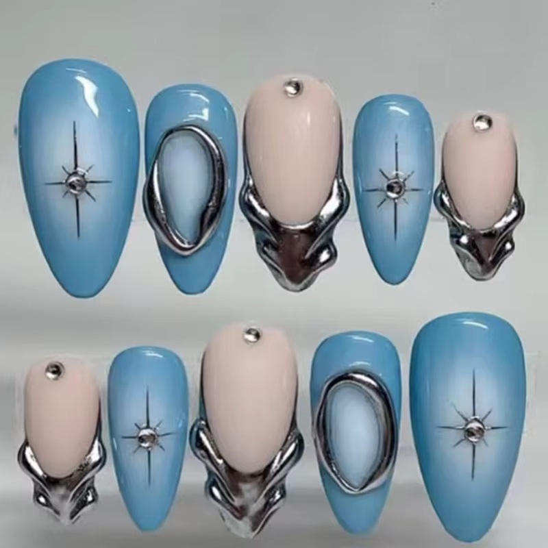 24 pièces 3D vert ondulation Design faux ongles oeil de chat français amande faux ongles conseils fe
