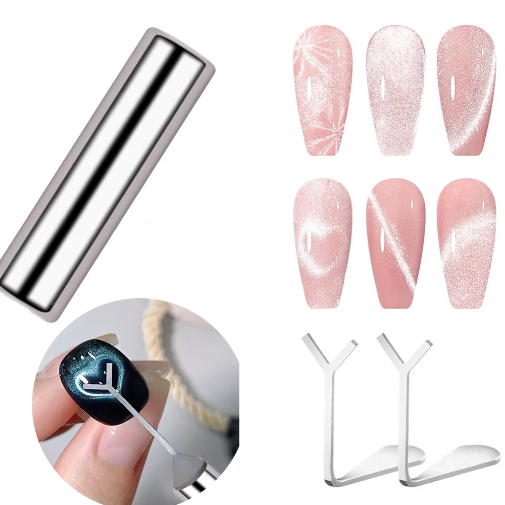 Ensemble d'aimants pour ongles en forme de Y, bâton magnétique cylindrique pour créer un œil de chat