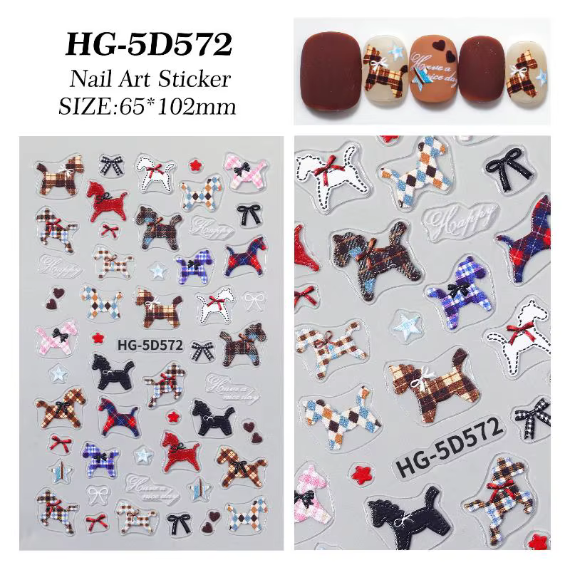 Autocollant cheval coloré et élégant pour Nail Art, dessin animé mignon, autocollant de manucure aut