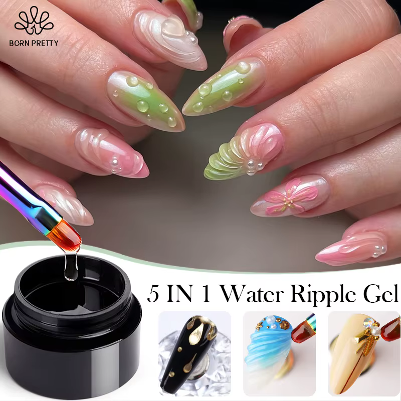 BORN PRETTY 5 EN 1 Gel Polish Transparent Effet Vague d'Eau 3D pour Modelage, Sculpture et Gravure,