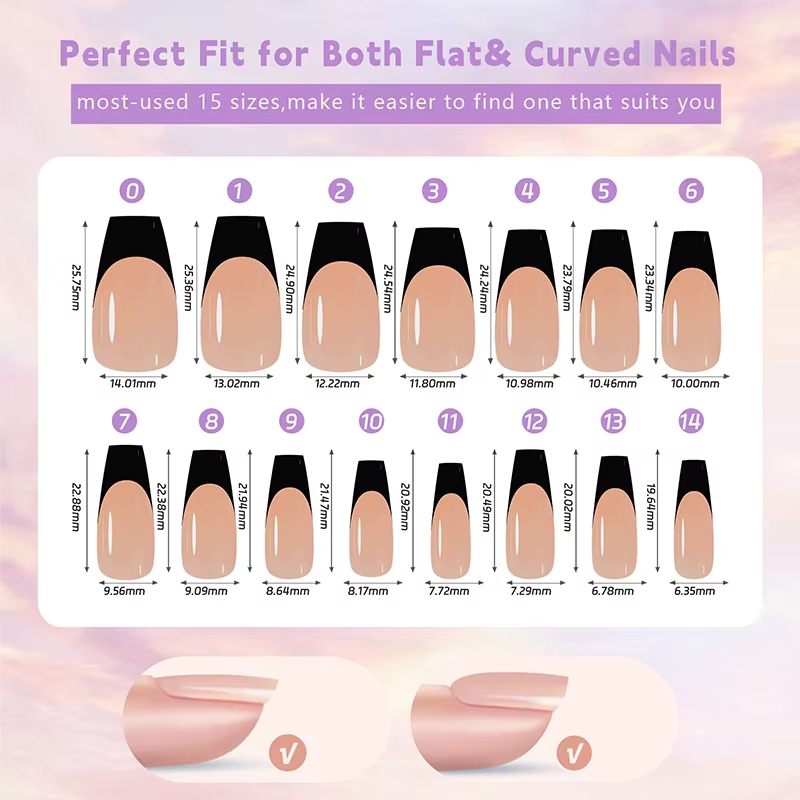 150 pièces/boîte pointes de Gel français presse sur les ongles noir café amande ongles 15 tailles fa
