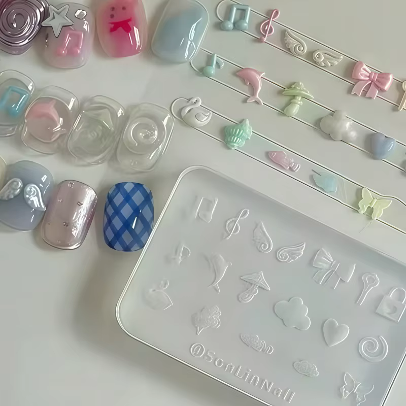 Moule en silicone transparent Y2K pour décorations d'ongles 3D, motifs mini ailes de papillon et nœu