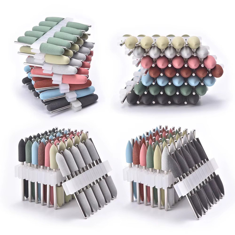 Foret à ongles en Silicone, ensemble de fraises en caoutchouc pour manucure et pédicure, tampon à on
