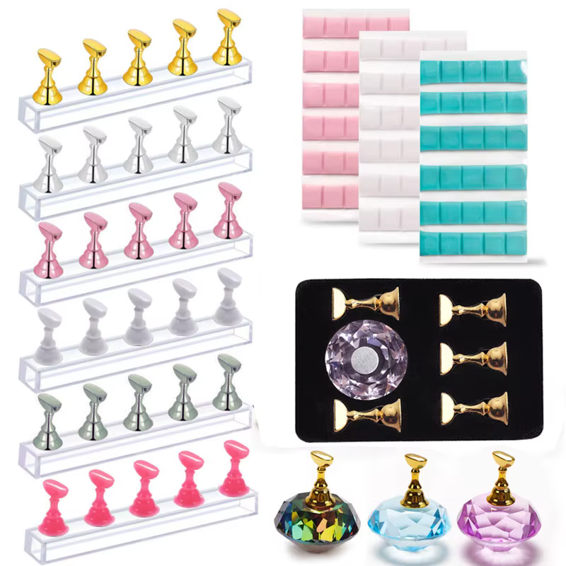 1 ensemble de support magnétique pour ongles, présentoir de pratique pour vernis à ongles, cristal a