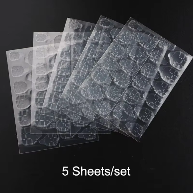 5 feuilles 120 pièces colle adhésive Double face autocollant ruban collant colle à ongles pour faux