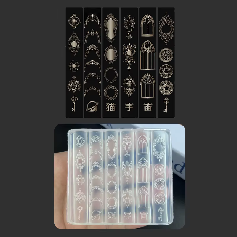 Décoration 3D en Silicone pour Nail Art, Collection de motifs rétro européens, bougeoir, modèle Tran