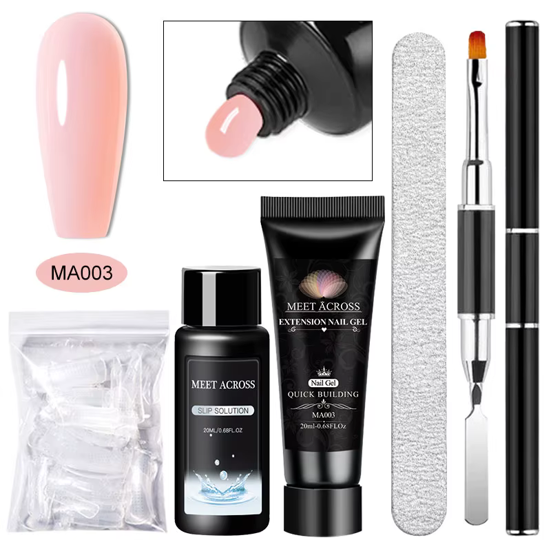 Ensemble de Gel pour ongles en Poly Extension, 5 pièces, blanc clair, nu, rose, vernis de constructi