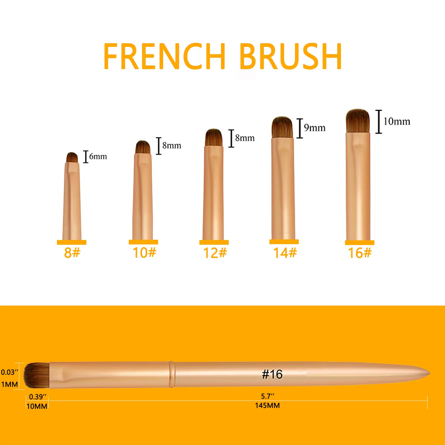 Kolinsky – brosse à ongles française, dessin acrylique, strass, peinture sur Gel, manche en métal do