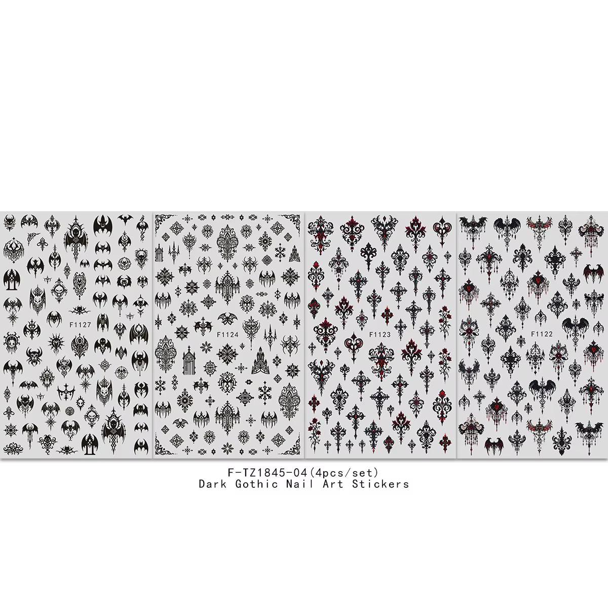 Autocollants pour nail art de style gothique foncé, faciles à appliquer pour la décoration des ongle