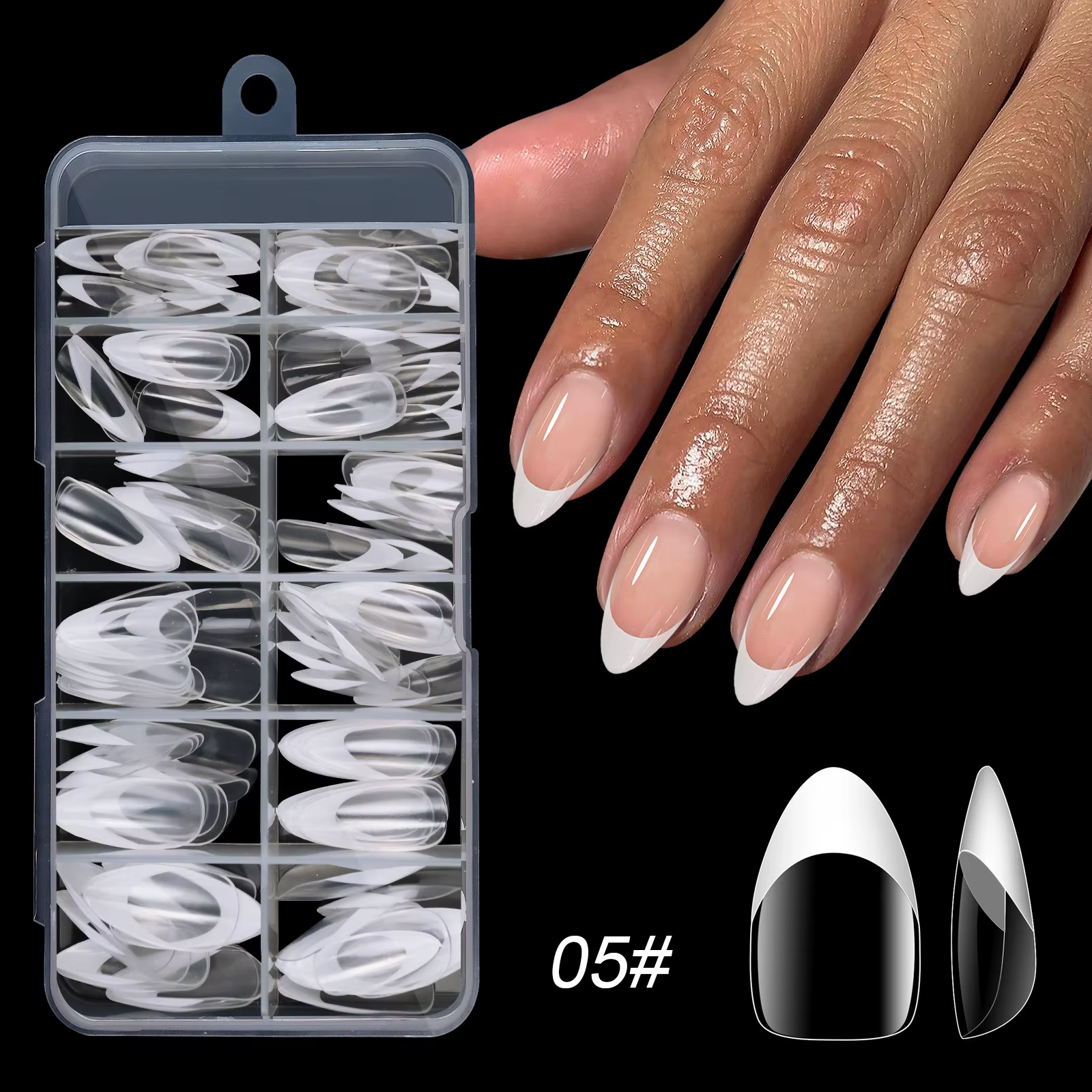 50 boîtes d'ongles ballerine multicolores mi-longs, pointes d'ongles à pression et amovibles de Styl