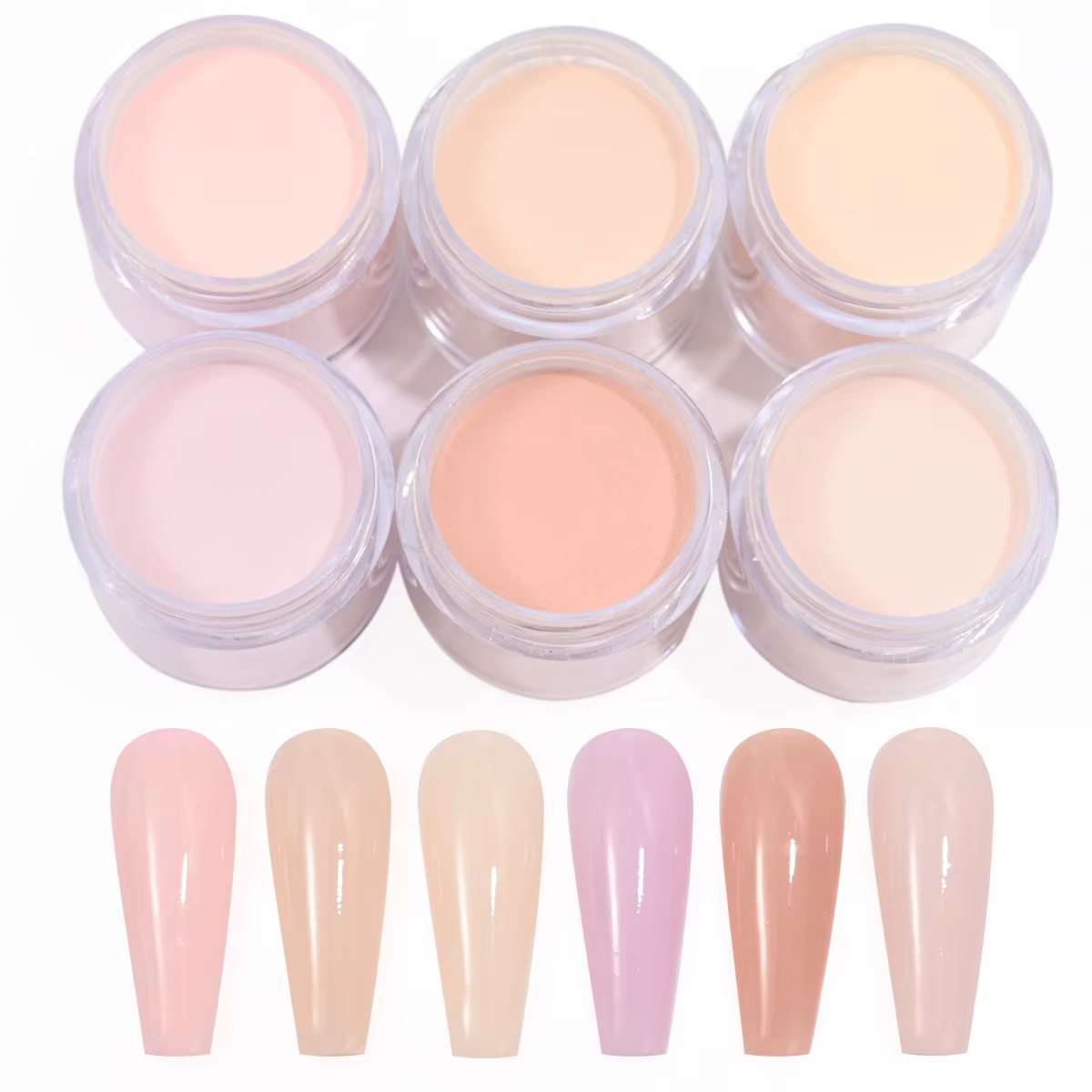 Filet de poudre acrylique pour Nail Art, 6 couleurs, chair/rose, 7g x 6 pots pour Extension d'ongles