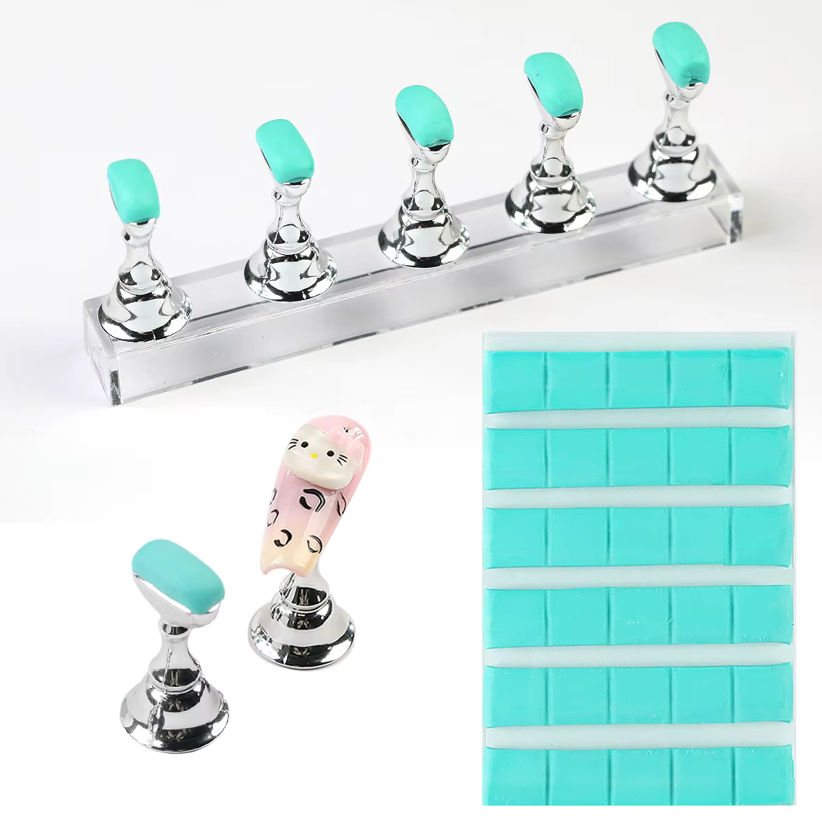 Colle adhésive pour ongles vert rose, 30 pièces, argile, Gel collant réutilisable, à utiliser avec s